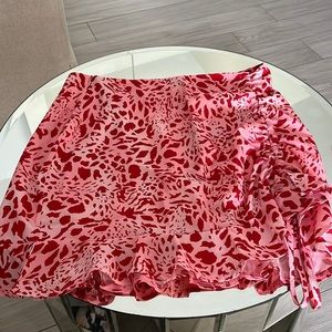 Pink and red scrunch skirt